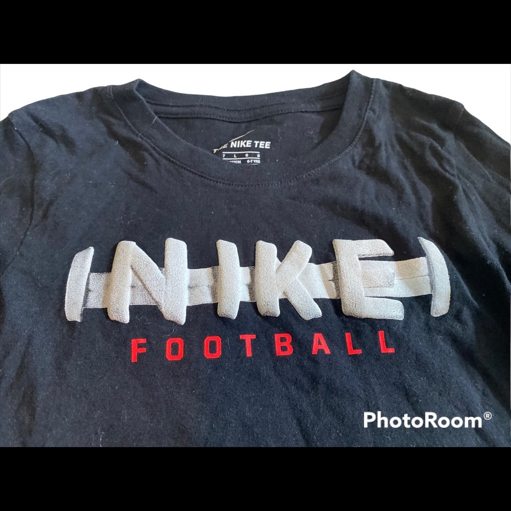 GUC Boys Size 7 Nike Black & Orange Long Sleeved Football Tee Shirt - Picture 4 of 6